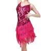 Scary Wear Women Sequin Latin Dance Robe Adulte Classical Fringe Roule Flapper Gatsby Dances de danse scintillants