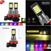 Reflektory samochodowe Nowe światło mgły LED H11 H7 9005 9006 z migającym awaryjnym ostrzeżeniem Strobe H3 8818112V 24LES Lights Dowód Aut Dhqgu