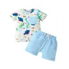 Ensembles de vêtements Mama S Sunshine Summer Baby Boy Clothes Animal Imprimé à manches courtes T-shirt Shorts décontractés