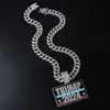 Creative Trump 2024 Full Diamond Fashion Personnalité Pendant pendentif Collier de chaîne cubaine 0430