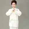 Vêtements ethniques 2024 Tai Chi Chi Martial Arts Clothes Taijiquan Wushu Uniform Vintage Flower Imprimer Team Competition Concours