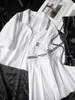 Basic & Casual Dresses Designer Brand m Family's 2024 Summer New Women's Age Reducing Academy Style Slim and Tall Short Flip Collar Shirt+pleated Half Skirt 0FSW