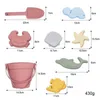 Sand Play Water Fun Beach Toys for Kids Soft Silicone Sand Toys Set Enfants Play Sand Bucket Phelt Tools Summer Outdoor Beach Games Sandbox Toys D240429