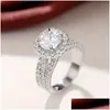 Solitaire Ring Proposta Male Party Single Gemstone Trend Trend Jóias de Design de Superfície Três Nacional para Drop Delivery OTW6U