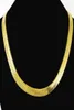 Dünne weiche Fischgrätenkette Halskette reines Goldfarbe 18K gelb geplattter Punk Hip Hop Schmuck für Herren Jungen 10mm 24quot Ketten2339666