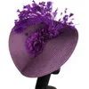 Chapeaux à bord large chapeau seau rose accessoire de cheveux vintage femme plume fascinateur clips de cheveux élégant mariage de fête nuptiale casque de promotion de promotion y240426