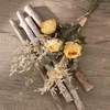 Fleurs décoratives Vintage Artificiel Flower Silk Rose Bouquet Mariage de mariage Décoration de fête de Noël Fausse POGRA