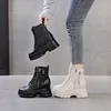 Lässige Schuhe Frauen Knöchelstiefel hohe Plattform Kuh Leder Ulzzang 9cm Wedge Heels Sneakers Frau Herbst Dicke Sohle kurz