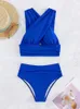 Swimwear femminile Peachtan Blue Bikini Bikini Push Up Style da bagno coreano Swimsuit High Wonsuit Women Women 2 pezzi Bikini Sexy Beachwear Woming Wearing Abitudismo Y240429