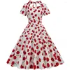 Feestjurken vrouwen spinnen bloem casual jurk 2024 zomer korte mouw retro gewaad 60s 50s vintage rockabilly swing vestidos