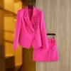 Harleyfashion magnifique Design Femmes 2pcs Blazer costumes Couleur solide Summer Blue jupe jumeau Mini Street Clothing For Lady 240426