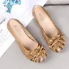 Chaussures décontractées en cuir authentiques Locs en glissière Slip on Woman Flats Mocasins Soft Sole Fashion Bowknot Luxury Femme