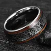 Anelli di fascia Fashion vapore punk ruota in acciaio inossidabile anello in acciaio set con legno di koa per uomo ad alta lucidatura hip hop roccia hip hop roccia gioielli Q240429