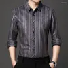 Casual shirts voor heren retro elegante zijden jurk voor heren gezellige gladde satijnkleding grote maten vintage Engeland werk gentleman top blouse