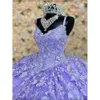 Lavender sukienki Quinceanera LILAC Księżniczka z okładem Cape Butterfly koronkowy gorset gorset Prom Słodka sukienka Vestidos de 15 anos