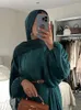 Ethnic Clothing Ramadan Eid Satin Shimmer Elegant Modest 2 Piece Abaya Set Islam Muslim Kaftan Dress Abayas For Women Kebaya Robe Femme