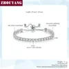 Link -Bänder Zhouyang Tennisarmband für Frauen Luxus Handy einstellbar 4 Mosaik 4mm Zirkonia Roségold Farbe Mode Schmuck Geschenk