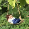 Planters Pots Creative and cute swaying gnome garden decorative statue resin hanging on a tree pendant indoor outdoor decoration Q240429