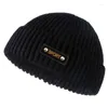 Berets Men Skullcap Street Style Hip Hop Failies Brimless Worbgy Melon Cap Mankiet Docker Fisherman Hats Winter Knitted Bonnet