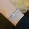 Cadena de pulseras ajustables ajustables de circón de oro chapado en oro para mujeres Joyas de boda pulsera de alta calidad brillante