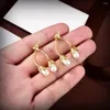 Bolzenohrringe Retro -Stil Magnolien Blütenknospen Perle für weibliche Minderheitendesign 2024