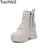 Casual Shoes Women Ankle Boots High Platform Cow Leather Ulzzang 9cm Wedge Heels Sneakers Woman Autumn Thick Sole Short