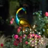 Solar Peacock Lights Outdoor LED Light Metal Peacock Statues Figurin Lawn Landscape for Yard Path Garden Decoration Sculpture 240419
