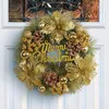 Dekorativa blommor God julkrans Holiday Wreaths Glittery Letter Sign Flower Ball Pine Cone Dekorationer för inomhus/utomhusbruk
