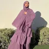 Etnik Giyim Beyaz Açık Abaya Kadınlar İçin Dubai Dubai Lüks Şifon Hijab Elbise Müslüman Abayas Türkiye İslam Kaftan Kimono Femme Musulmane