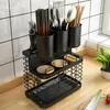 Kitchen Storage 304 Stainless Steel No Drilling Wall Mount Rack Knives Holder Cutlery Box Utensils Organizer Tableware Container