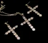 Vintage Cross Halskette Ohrringe Set Quaste Cross Ohrringe Diamond Designer Studs Anhänger Frauen Luxusschmuck Sets7794326