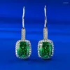 Studörhängen Spring Qiaoer 925 Sterling Silver Crushed Cut Lab Sapphire Emerald Gemstone Fine Vintage Drop For Women smycken