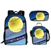 Backpack Trendy Creative Rodty Funny Tennis Ball 3D Impressão 3pcs/Set Pupil School School Laptop Daypack Lunchag Sags Case de lápis