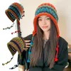 Berets Beanie With Tassels Colorful Plush Ball Winter Hat For Women Soft Knitted Cap Ear Protection Anti-slip Design Stylish Warm