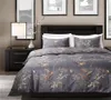 Modern stil grå färg sängkläder set king size bronsing blomma och fåglar mönster täcke täcke set utsökta hem textilier1820212