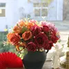 Kwiaty dekoracyjne 2pcs retro hortangea piwonia sztuczna kwiat panny młodej bukiet dekoracja domów ślubnych akcesoria po rekwizyty