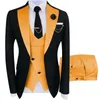 Kostuum homme kleding luxe feest podium heren pak bruidegomsmannen regelmatig fit tuxedo 3 peice set jackant -evelers vest 240430