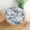 Tableau de nappe florale bleu marine rond Round 60 pouces nappes de fleurs sombres et blanches Polyester printemps