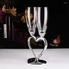 Wine Glasses Creative Wedding Toasting Champagne Heart Silver Crystal Glass Home Party Flutes Valentine's Day Gifts