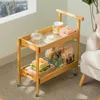Kitchen Storage Bamboo Trolley Rack Floor-Standing Living Room Mobile Bedside Snack