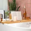 Storage Boxes Bamboo Bath Tray Waterproof Extendable Tub Caddy With Book Holder Wine Glass & Candle Phone Compartment Razor Loofah
