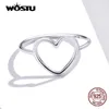 Bandringe Wostu% 925 Sterling Silver Heart Ring Womens Wedding Engagement Einfache Fingerparty Mode Schmuck Geschenk CQR641 Q240429