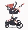 Kinderwagen Baby Kinderwagen 3 in 1 Luxus Kinderwagen für geborene Kutsche PU Leder High Landscape Trolley Car 360 Drehungsteigerungschale