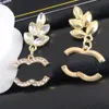 Toppstilar Designer örhängen Crystal Letter Pearl Eartrop Brand Earring 925 Silver Crystal Earring Men Womens Wedding Jewelry Birthday Present With Box