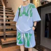 Summer Men Shits Shorts Set 2024 coreano casual 2 pezzi Fashion y2k abbigliamento marca abiti da binari per binari 240419