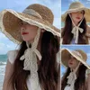 Wide Brim Hats Bucket Hats Lace decoration round dome sun hat for womens large Brim cork str hat fashion accessories J240429