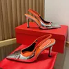 مثيرة عالية الكعب نساء أحذية جديدة slingbacks المضخات المدببة أصابع مرنة الفرقة الأشرطة الخنجر الكعب الكعب الكعب العالي الزفاف أوران أحذية الدنيم الحجم 35-41