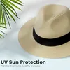 Breda randen hattar hink hattar xl Big Head 63cm Summer Beach Womens Sun Hat Mens Plus Size Jazz UV UPF 50+Sun Protection Travel Panaman Str Hat Unisex J240429