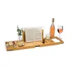 Storage Boxes Bamboo Bath Tray Waterproof Extendable Tub Caddy With Book Holder Wine Glass & Candle Phone Compartment Razor Loofah