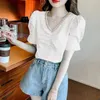 Kvinnor BLOUSES KVINNER SPRING SOMMER SOMMER THE Lady Fashion Corth Sleeve V-Hals Collar Fruit Flower Printing Blusas Tops G2737